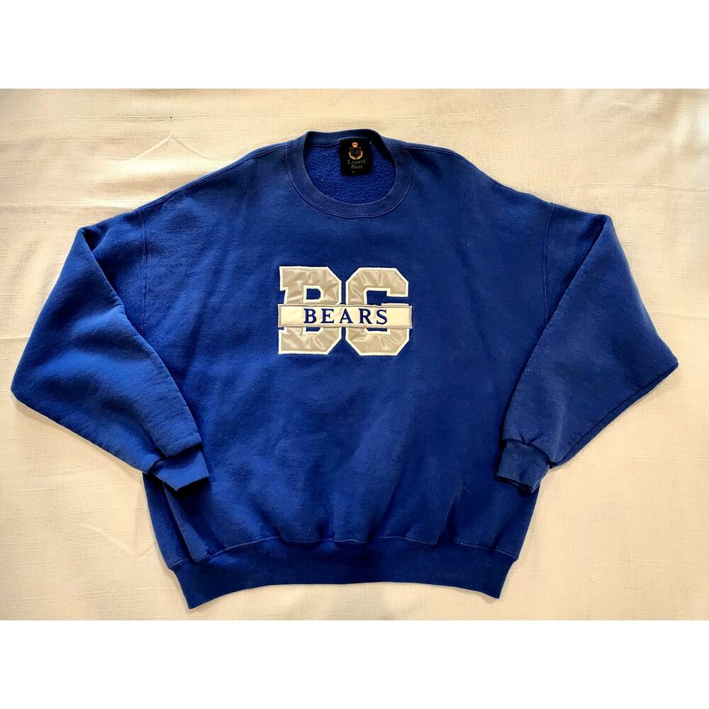 Vintage Style Varsity Bears Crewneck Sweatshirt Mens XL Blue Applique Collegiate